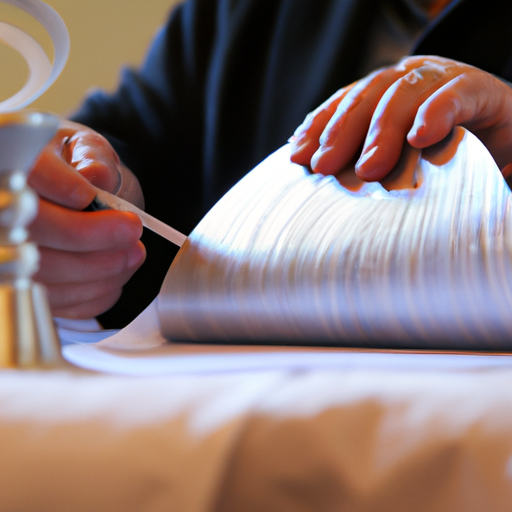 A Ketubah artist working meticulously on a custom design.